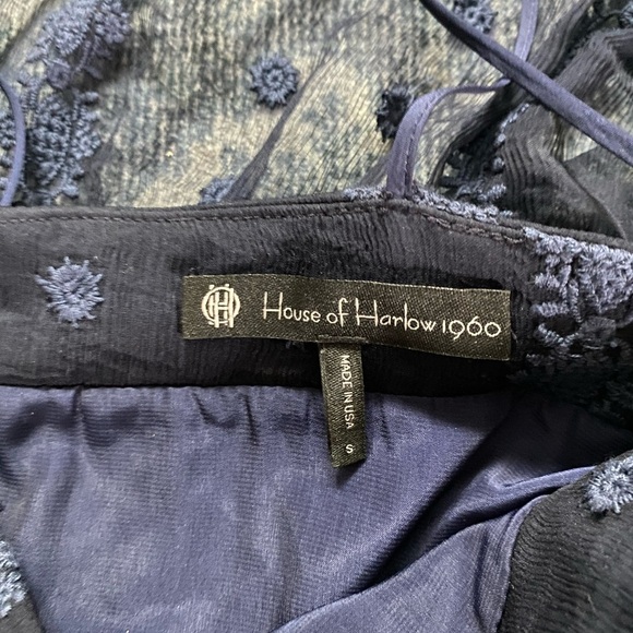 House of Harlow Pure Silk Navy Blue Mini Dress with Spaghetti Straps Size Small - Picture 5 of 8